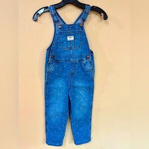 Oshkosh b’gosh Kids Denim Polka Dot Overalls Bibs Size 4T